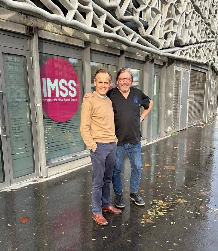 Dr Christophe Cermolacce, chirurgien orthopédiste à Paris et Christophe Gaillard, ostéopathe à la FFT